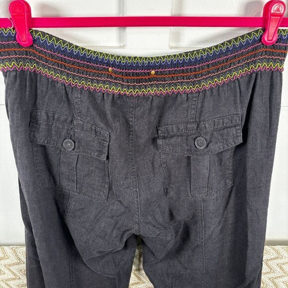 Hei Hei Anthropologie Linen Blend Embroidered Waist Casual Pants - Picture 6 of 7